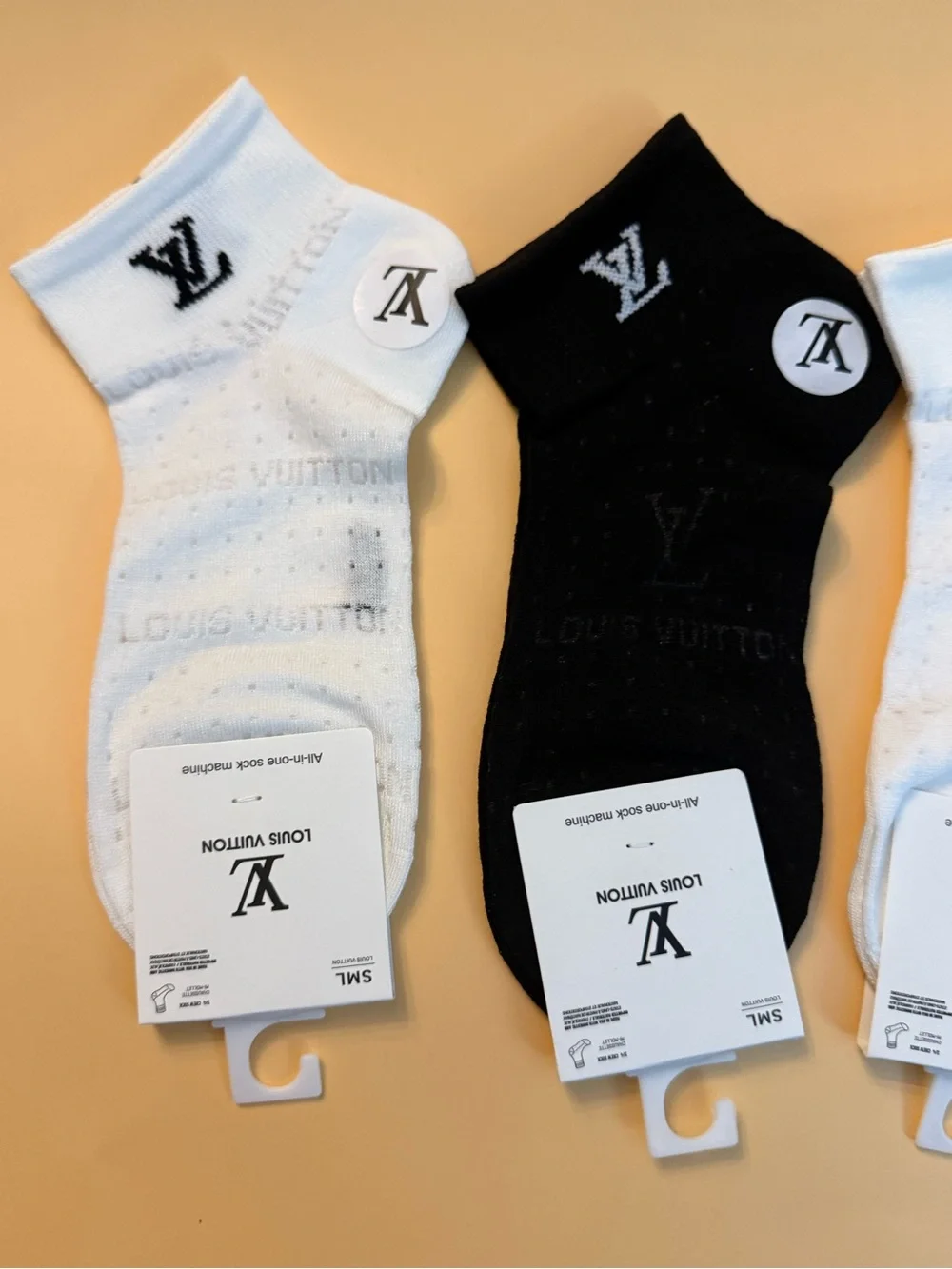 Designer Ankle Socks low cut Black & White Stripe socks 3 pairs New small medium